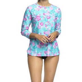 Woman Tznius Rash Guard 3/4 Sleeve Athletic for Swim, Tennis, Beach, Sports, UPF 50+ Sun Protection