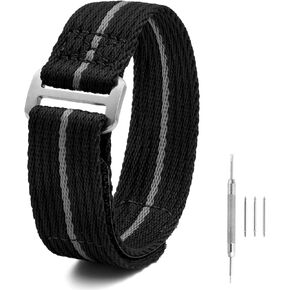 watchdives Nylon Watch Band 20mm 22mm Replacement Watch Straps with Hook and Loop Fasteners Sport Watchband (Dark Green Red, 22mm / Large)