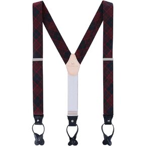 Trafalgar Men's Kincade Red Blackwatch Plaid Silk Button End Braces (Suspenders)