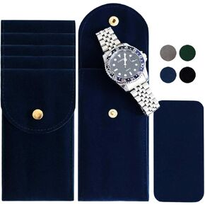 6PCS Watch Travel Pouch, Portable Velvet Watch Pouch Travel for Men, Single Travel Watch Case for Women, Soft Watch Bag Storage for Travel, watch Organizer(2 Black & 2 Gray & 2 BLUE)