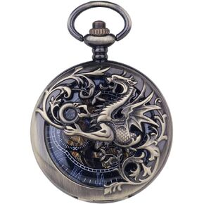 Dentily Hand Winding Hollow Roman Numerals Mechanical Pocket Watch Steampunk Mens Watches