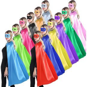 Superhero Capes and Masks for Adults Women Man - Party Capes for Team Spirit Building - 12 Mixed Colors