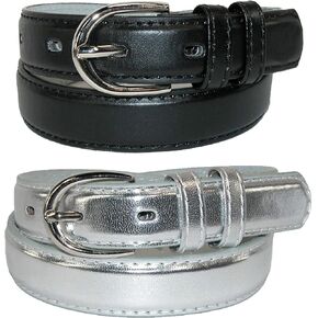 CTM® Kid's Basic Leather Dress Belt (Pack of 2 Colors)