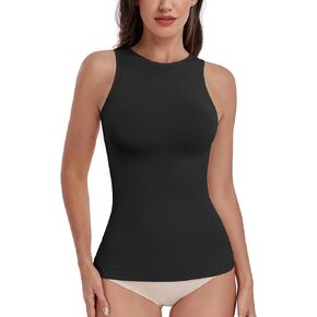 EUYZOU Women Tummy Control Shapewear Tank Top Seamless Halter Neck Compression Tops Body Shaper Camisole
