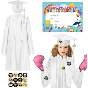 Zhanmai Kindergarten and Preschool Graduation Cap Gown Stole Set for Kids with 2024 Tassel, Certificate, Graduation Sticker in Saudi Arabia