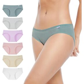 INNERSY Women's Underwear Soft Cotton Low Rise Panties Breathable Briefs 6 Pack