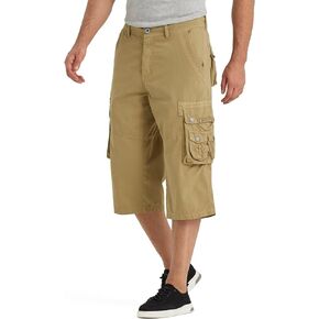 BEST SOUTH 18 Inches Extra Long Cargo Shorts for Men Below The Knee 3/4 Capri Pants Cotton