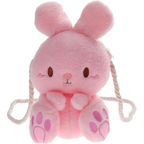 Plush Bunny Crossbody Messenger Shoulder Bag for Girls Women Cartoon Fluffy Rabbit Chain Wallets Bag