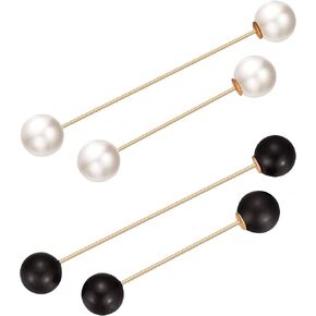 4 Pieces Sweater Shawl Clips Pearl Brooch Pins for Women Cardigan Sweater Clip Double Faux Pearl Brooches Vintage Shirts Pin for Clothes Women Girl Costume Accessory