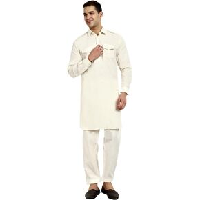 Men's Casual Cotton Pathani Kurta Pajama Set