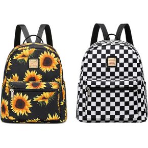 حقيبة ظهر صغيرة من Cusangel للنساء والفتيات، وحقيبة ظهر عباد الشمس وحقيبة ظهر بنقش مربعات باللونين الأسود والأبيض in Kuwait