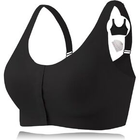 CYTMTZGA Seamless front closure mastectomy bra surgical bra Pocket Breast Prosthesis Breast forms Bralette Daily Bra