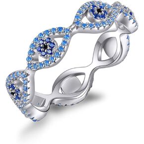 Evil Eye Ring S925 Sterling Silver Evil Eye Jewelry Valentines Day Gifts for Women Girls