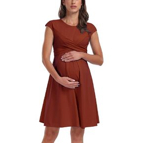 Sleeveless Casual Maternity Dress Wrap High Waist A Line Swing Pregnancy Dress for Baby Shower Photoshoot