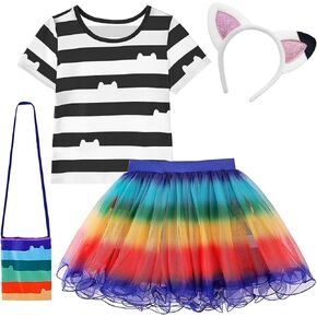Rainbow Tutu dress for Girls, Birthday Girl Outfit Set Costumes with Headband and Bag Christmas Outfits 3-8Y