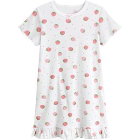 Little Hand Girls Nightdress Toddler Summer Nightie Dress Soft Cute Print Short Sleeve Sleep Dress for Kids Clothes 3-9 Years