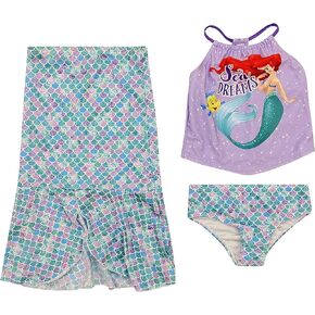 Toddler and Big Girl Authentic Character Rash Guard and Swimsuit Set UPF 50