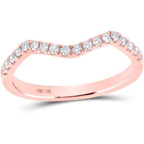 10K Rose Gold Womens Round Diamond Curved Enhancer 1/5 Cttw For Womens Engagement Wedding Anniversary Ring Band