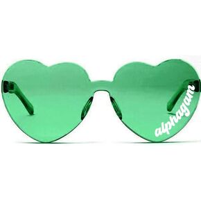 Sorority Shop Alpha Gamma Delta Sunglasses — Heart Shaped Sunglasses printed with AGD Logo, Greek Sorority Sunglass for Big Little Sorority Gifts