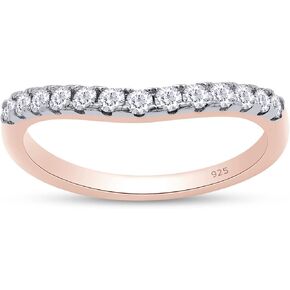 SAVEARTH DIAMONDS Moissanite Wedding Band 0.50ct D Color VVS1 Lab Created Diamond Half Eternity Curved Wedding Band In 925 Sterling Silver Guard Enhancer Wedding Rings Stackable Ring for Women