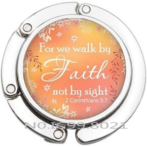 for We Walk by Faith, Religious Purse Hook, Bible Bag Hook, Faith Quote, Inspirational Quote, Bible Verse -RG327