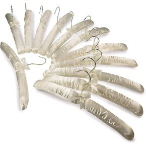 شماعات قماش الملابس المبطنة من FLORIDA BRANDS للنساء - عاجي، مجموعة من 12 شماعة معطف فاخرة للخزانة، شماعة العروس لفستان الزفاف، شماعات سترة in Kuwait