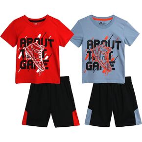 مجموعة شورتات رياضية للأولاد من Pro Athlete - تي شيرت أداء مكون من 4 قطع وشورتات رياضية - مجموعة ملابس رياضية صيفية للأولاد (2T-7) in Kuwait