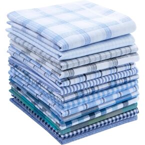 Men Handkerchief Soft Cotton Pocket Square Multicoloured Hankies for Party Wedding 16 x 16 Inches,Assort Pack