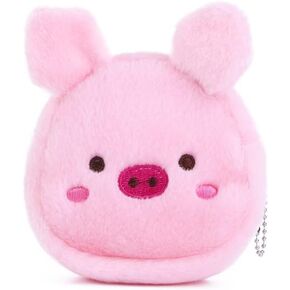 Pink Small Plush Coin Purse, Cute Cartoon Chicken Pig Avocado Shape Coin Purse Zipper Coin Bag Mini Wallet Handbag with Keychain Wallets, Card Cases and Money Organizers Accessories
