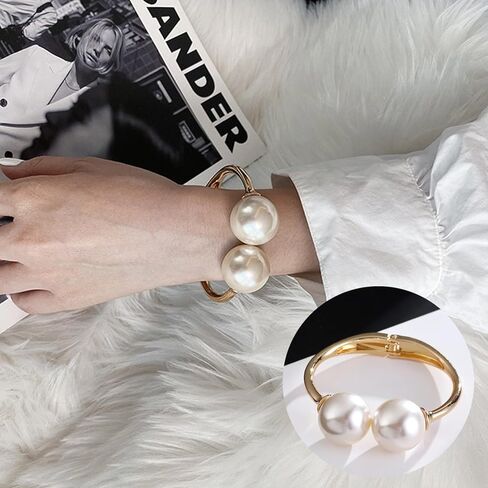 Wide Grooved Crystal Cuff Hinge Bangle Metal Shiny Punk Bracelet Great Polished Fashion Statement Bangles Gold Smooth Bangle Bracelet for Women Girls Fashion Jewelry in Kuwait