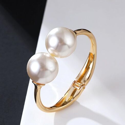 Wide Grooved Crystal Cuff Hinge Bangle Metal Shiny Punk Bracelet Great Polished Fashion Statement Bangles Gold Smooth Bangle Bracelet for Women Girls Fashion Jewelry in Kuwait