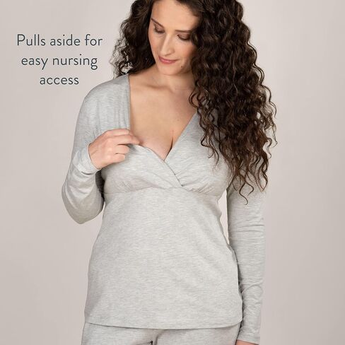 BRAVADO! DESIGNS Women's Nursing Top Long Sleeve V Neck Breastfeeding Maternity Shirt in Saudi Arabia