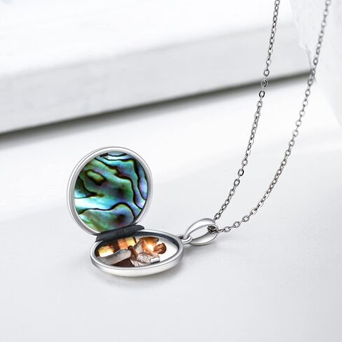 ConBo Mountain Locket Necklace S925 Sterling Silver Mountain Pendant Necklace for Women Girls Abalone Shell That Holds Pictures Mountain Locket Necklace Nature Jewelry Gift, Sterling Silver, No in Kuwait