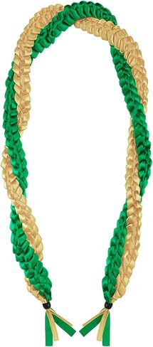 2025 Graduation Ribbon Leis 70 Inch Braided Graduation Ribbon Money Lei Braided Necklace Adjustable for High College Party Gift(Green and White) in Kuwait