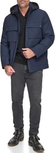 Andrew Marc Men's Mid-Length Water Resistant Laueld Jacket Zip Off Hood in Saudi Arabia