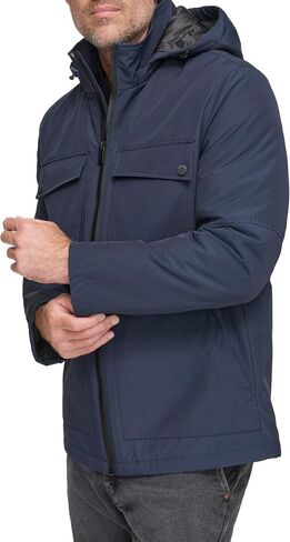 Andrew Marc Men's Mid-Length Water Resistant Laueld Jacket Zip Off Hood in Saudi Arabia