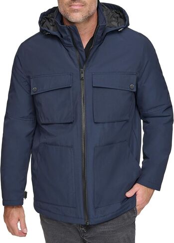 Andrew Marc Men's Mid-Length Water Resistant Laueld Jacket Zip Off Hood in Saudi Arabia