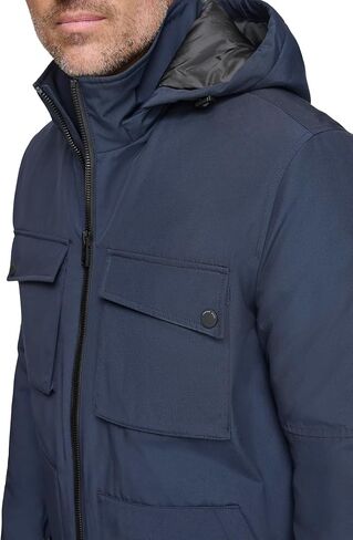 Andrew Marc Men's Mid-Length Water Resistant Laueld Jacket Zip Off Hood in Saudi Arabia