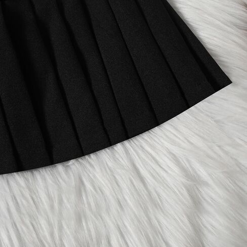 Kids Girls Summer 2 Piece Outfits Solid Color Sleeveless Button Vest Tank Tops+Pleated Skirt with Belt Clothes Set in Saudi Arabia