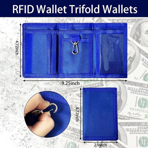 HXYCNNA RFID Wallet Trifold Wallets for Men, Velcro Wallet Keychain Wallet, Canvas Outdoor Sports Thin Wallet for Kids, Coin Purse with Zipper for Kids, Birthday Gifts Wallet(Navy Blue) in Saudi Arabia