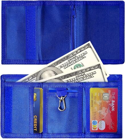 HXYCNNA RFID Wallet Trifold Wallets for Men, Velcro Wallet Keychain Wallet, Canvas Outdoor Sports Thin Wallet for Kids, Coin Purse with Zipper for Kids, Birthday Gifts Wallet(Navy Blue) in Saudi Arabia