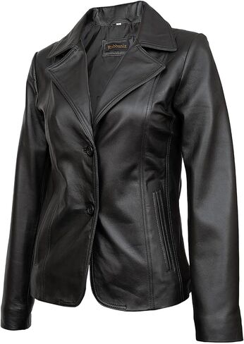 Lambskin Leather Blazer for Women Black Leather Blazer Jacket in Saudi Arabia
