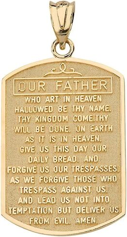 10K or 14K Yellow Gold Lord’s Prayer Dog Tag Style Pendant - Choice of Metal Color in Saudi Arabia