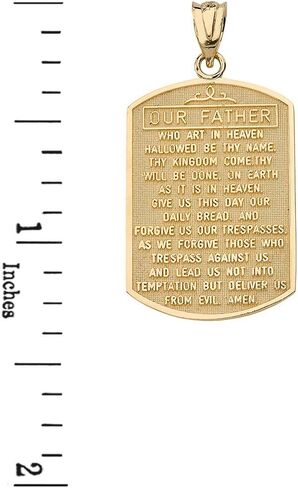 10K or 14K Yellow Gold Lord’s Prayer Dog Tag Style Pendant - Choice of Metal Color in Saudi Arabia