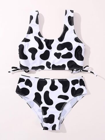 Girl's 3 Piece Bikini Bathing Suit Printed Sport Swimsuits with Shorts Cove Up Sets Teen Girl's Swimwear in Saudi Arabia