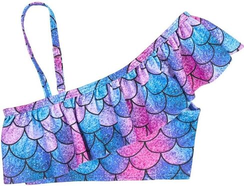 ملابس سباحة بكيني مكونة من 3 قطع للفتيات مكشكشة بكتف واحد من CHILDRENSTAR مع تنورة شبكية in Kuwait