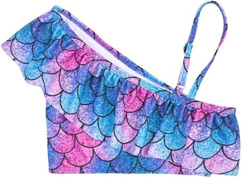 ملابس سباحة بكيني مكونة من 3 قطع للفتيات مكشكشة بكتف واحد من CHILDRENSTAR مع تنورة شبكية in Kuwait