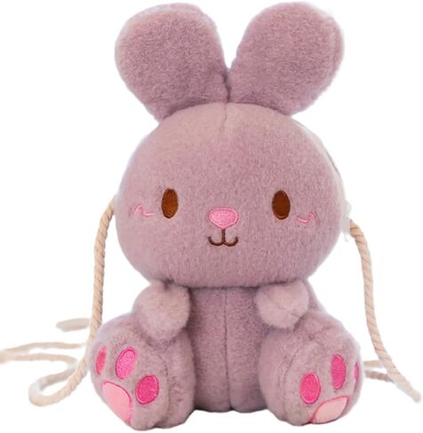 Plush Bunny Crossbody Messenger Shoulder Bag for Girls Women Cartoon Fluffy Rabbit Chain Wallets Bag in Kuwait