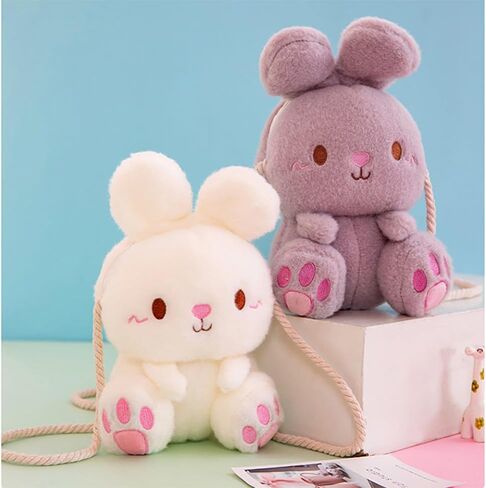 Plush Bunny Crossbody Messenger Shoulder Bag for Girls Women Cartoon Fluffy Rabbit Chain Wallets Bag in Kuwait