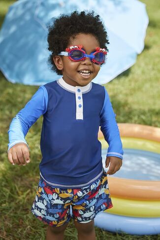 Mud Pie طفل صغير من Colorblock Rashguard، أزرق داكن، كبير in Saudi Arabia